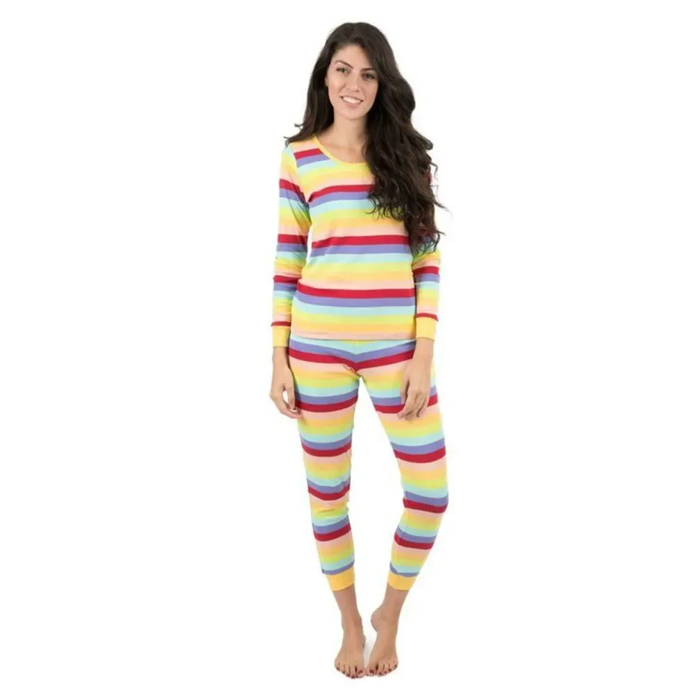 Leveret Two Piece Cotton Pajamas Striped Colorful Girls 12
